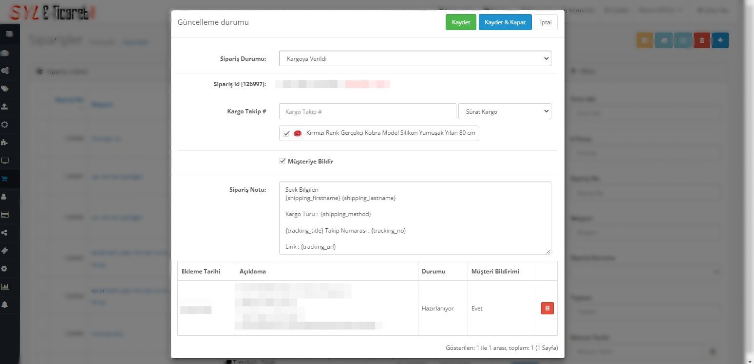 Gelişmiş Sipariş Yönetimi