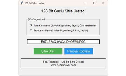 128 Bit Şifre Oluşturucu