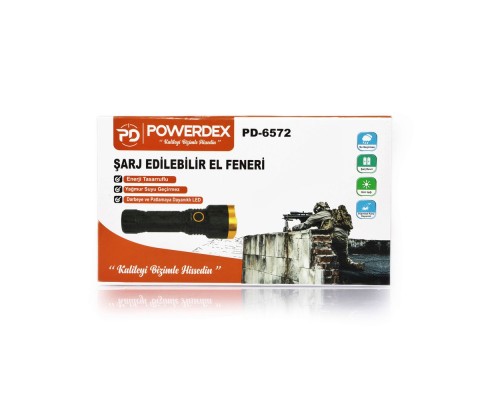 PD-6572 Su Geçirmez Şarjlı Profesyonel El Feneri PD-6572 Su Geçirmez Şarjlı Profesyonel El Feneri