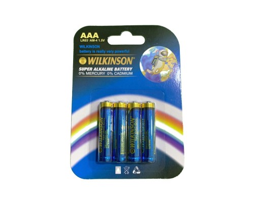WILKINSON AAA LR03 AM-4 4'lü 1.5 V Süper Alkalin İnce Pil WILKINSON AAA LR03 AM-4 4'lü 1.5 V Süper Alkalin İnce Pil