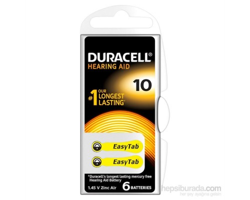 Duracell 10 Numara 6 lı İşitme Cihazı Pili Duracell 10 Numara 6 lı İşitme Cihazı Pili