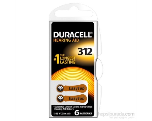 Duracell 312 Numara 6 lı İşitme Cihazı Pili Duracell 312 Numara 6 lı İşitme Cihazı Pili