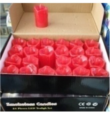 Led Işıklı Kırmızı Mum 24'lü Paket MH19