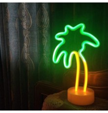 Neon Palmiye Masa Gece Lambası Pil+Usb