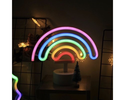 Neon Işıklı Gökkuşağı Masa Gece Lambası Pil+usb Neon Işıklı Gökkuşağı Masa Gece Lambası Pil+usb