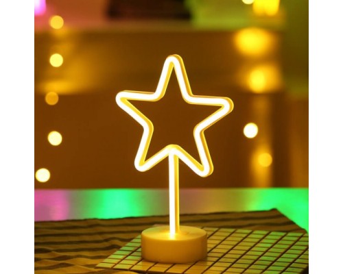 Neon Işıklı Yıldız Masa Gece Lambası USB+Pil Neon Işıklı Yıldız Masa Gece Lambası USB+Pil