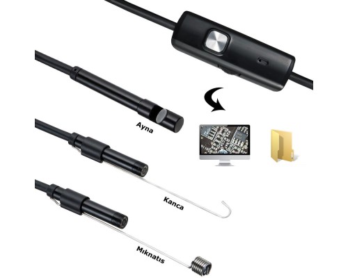 Endoskop 3 in 1 Yılan Kamera USB Micro Usb Type-C 2M Sert Kablo Endoskop 3 in 1 Yılan Kamera USB Micro Usb Type-C 2M Sert Kablo