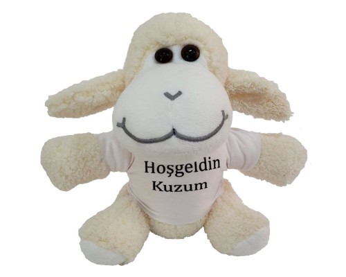 Hoşgeldin Kuzum Tişörtlü Peluş Kuzu Hoşgeldin Kuzum Tişörtlü Peluş Kuzu